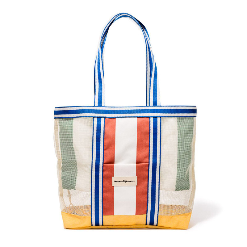 Mesh Beach Bag - Xlarge, White/Blue/Orange