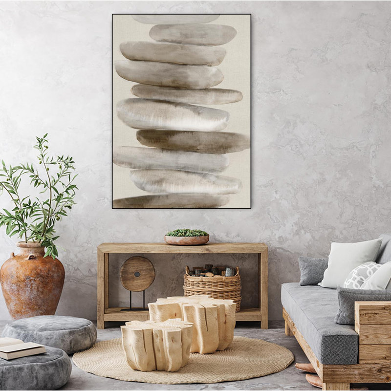 «Stacked Rocks Ii», toile encadrée par Giant Art, H 40 po x l 30 po