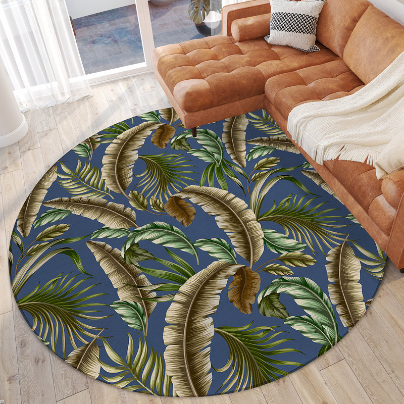 Braggs Washable Floral Indoor / Outdoor Rug, Round 8'