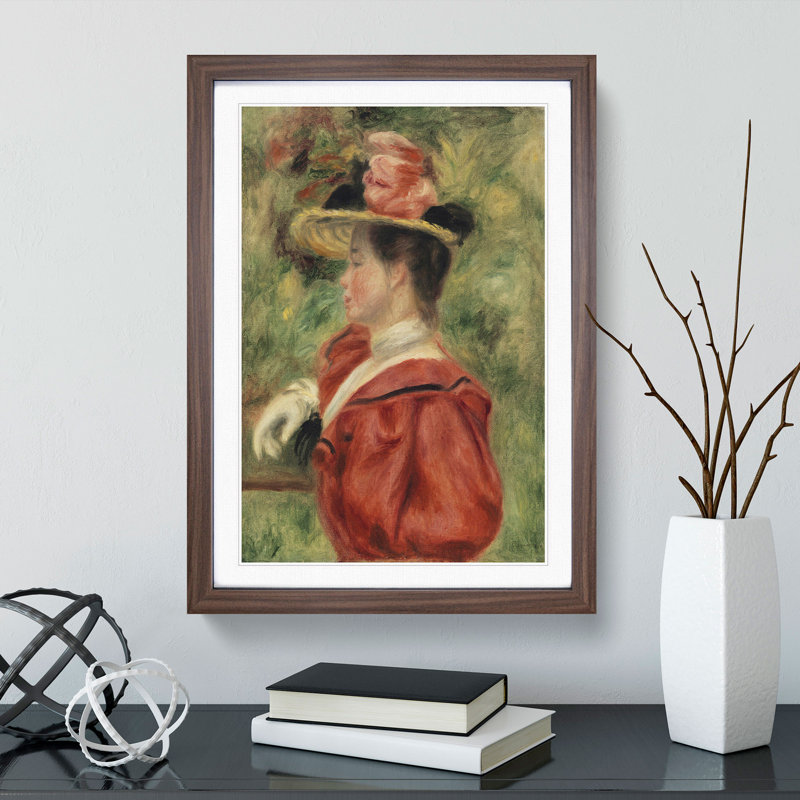 Woman with Glove by Pierre-Auguste Renoir - Picture Frame Painting, Walnut, 90cm H x 65cm W x 2cm D