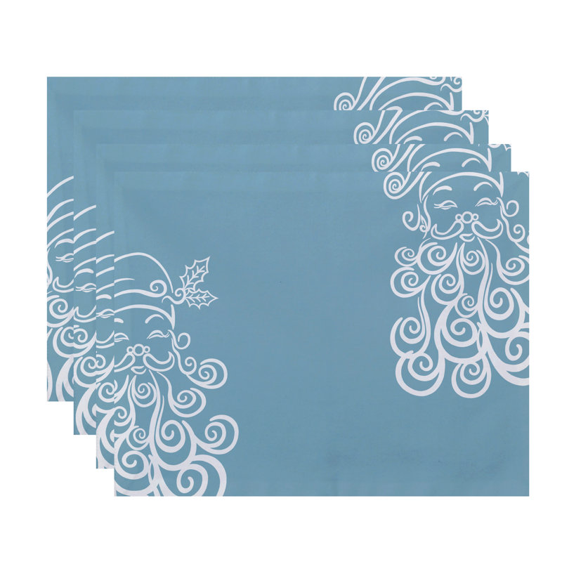 Ensemble de napperons 4 pièces Père Noël, Bleu