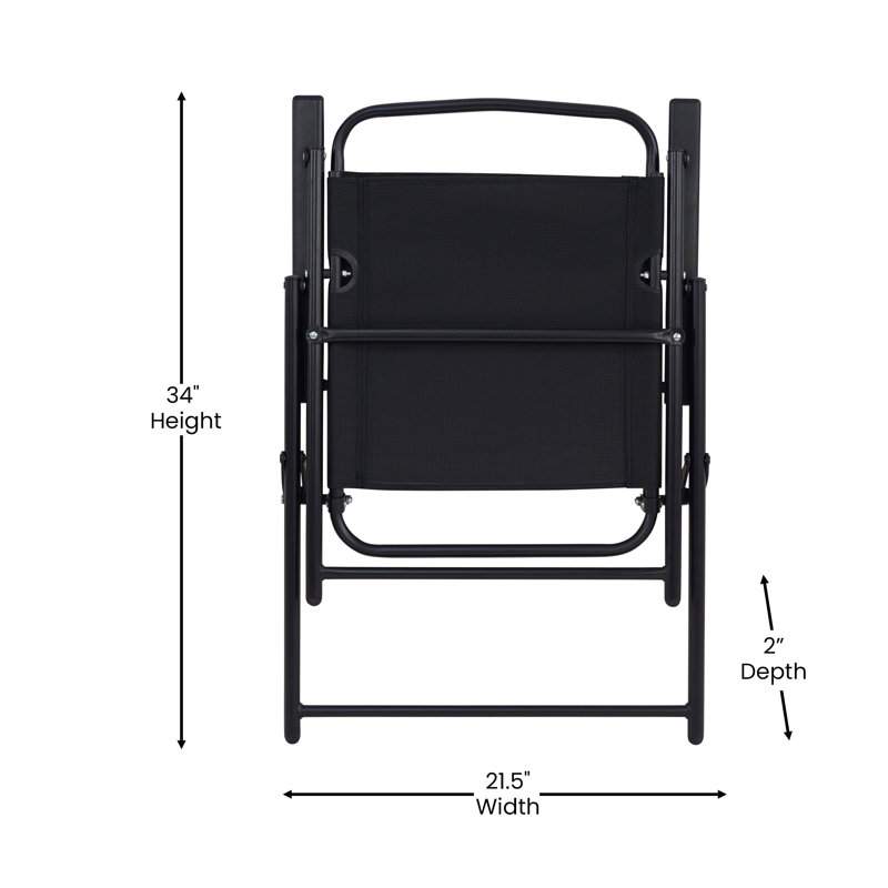 Chaises de patio pliables en polyester enduit de PVC avec accoudoirs Clarajane, Noir