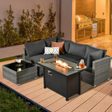 Chappotin Wicker 4 - Person Modular Patio Conversation Sets with Cushions