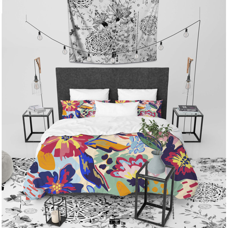 Floral Garden Twill Duvet Cover, Queen Duvet Cover + 2 Pillow Cases