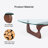 Triangle Glass Coffee Table with Wooden Base Clear Glass Top Mid-Century Abstract Glass Table