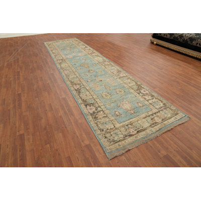 Tapis de couloir aqua bleu Oushak