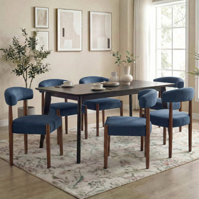 Chaise de salle à manger moderne rembourrée en velours (ensemble de 6)
