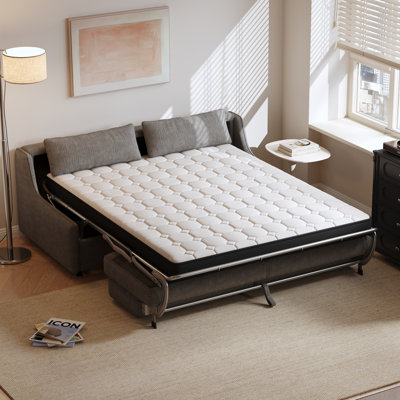 59.06"Modern Armless Convertible Sofa Bed with Plush Chenille, 5-Layer Cushioning for Small Spaces