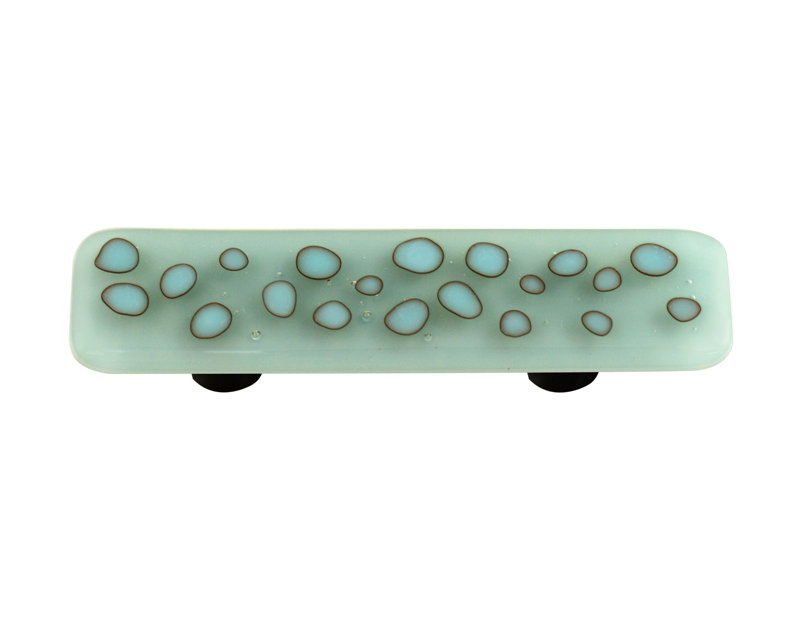 Aqua Blue Glass Bar Pull with Mounting Hardware