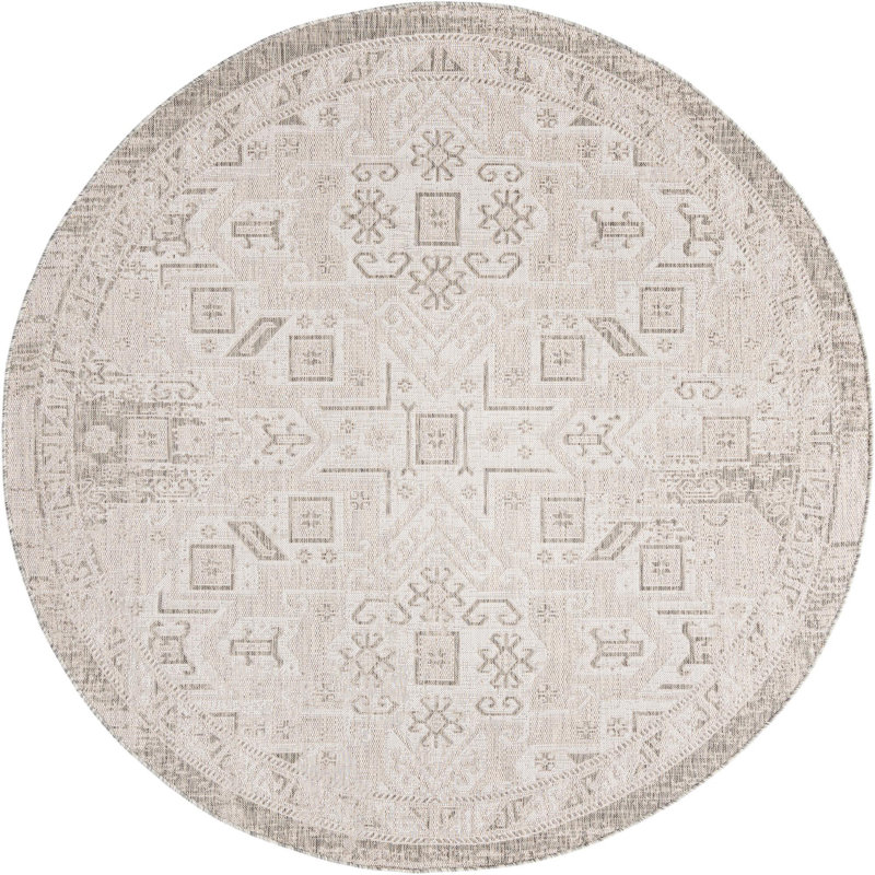 Tapis d'extérieur couleur beige, Rond 7 pi 10 po