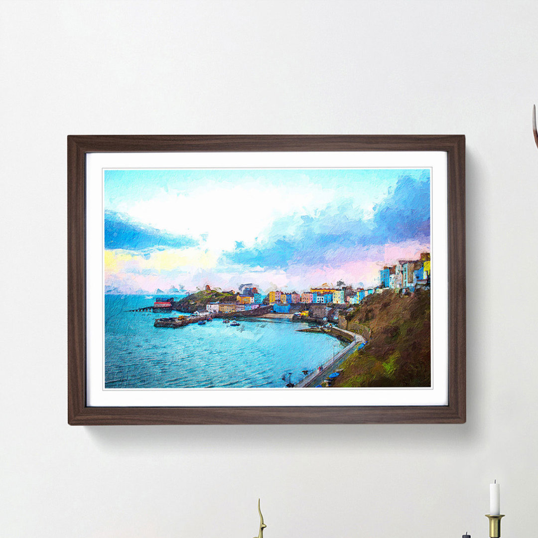 Tenby Harbour in Pembrokeshire Wales - Framed Print