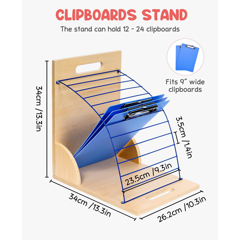 Wood And Metal Clipboards With Storage Rack Small Board Organizer For Classroom Office