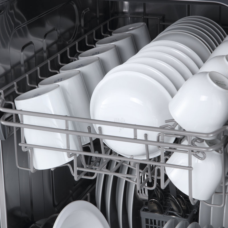 Polo 18" Dishwasher in White, Front Control, 8 Place Settings, ENERGY STAR Certified, 52 dBa, Stainless Steel
