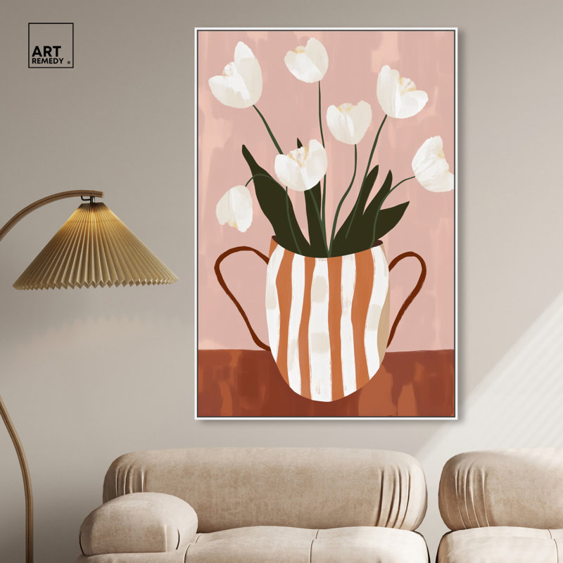 Art rétro sur toile «Bucket of Blossoms» par Rosecliff Heights, H 55 po x l 37 po, Cadre blanc