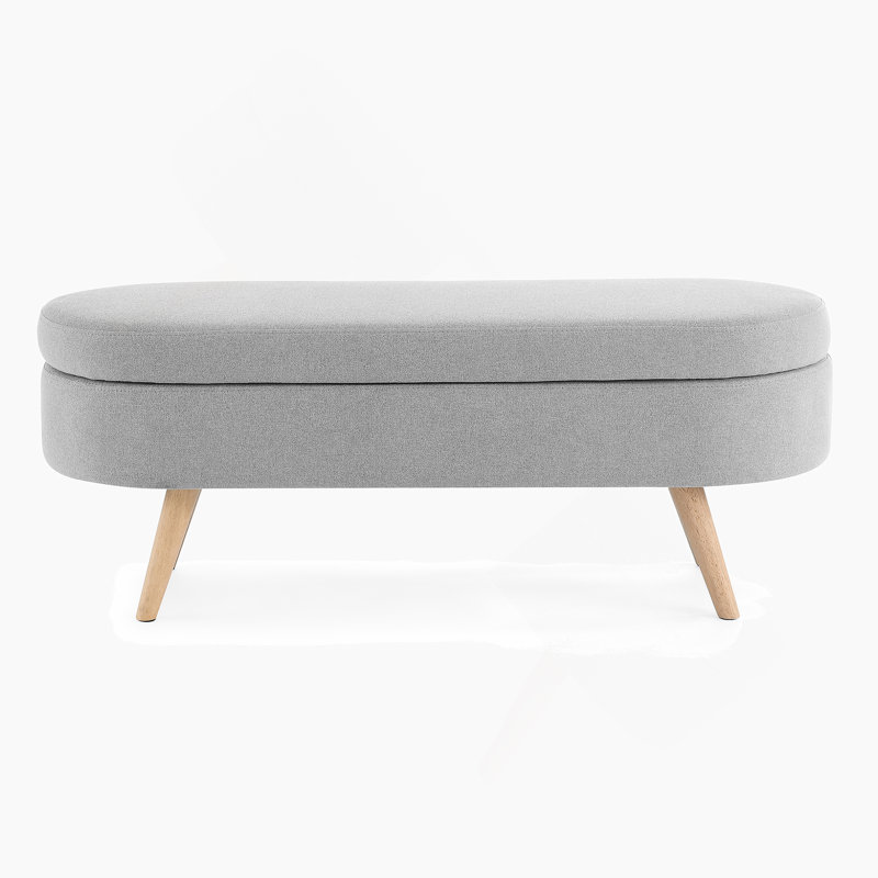 Ottoman Oval Storage Bench, Bench For Bedroom, Gray