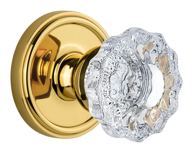 Rosette double avec bouton en cristal Grandeur Georgetown Rosette, Laiton intemporel