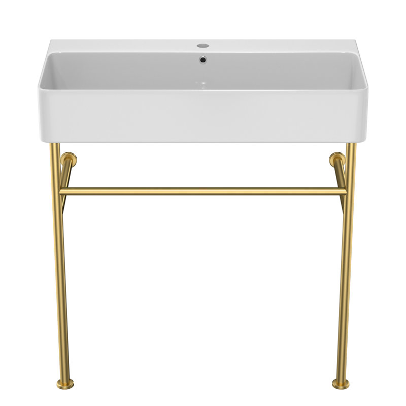 APRESSHUI 16.3'' Rectangular Bathroom Sink, Gold