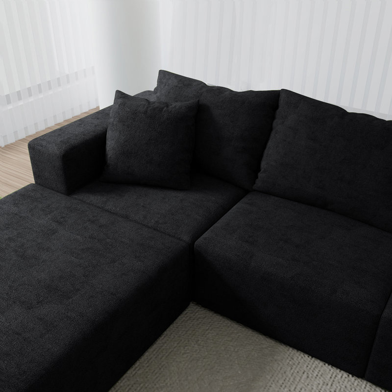 Canapé modulaire convertible en tissu de microfibre