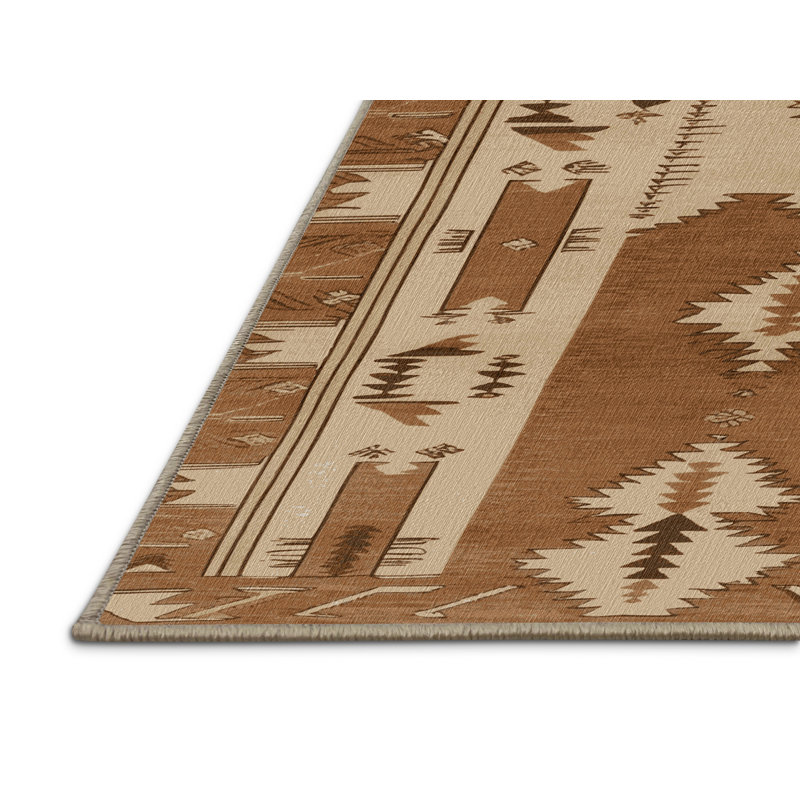 Tapis brun lavable à la machine, Rond 7 pi