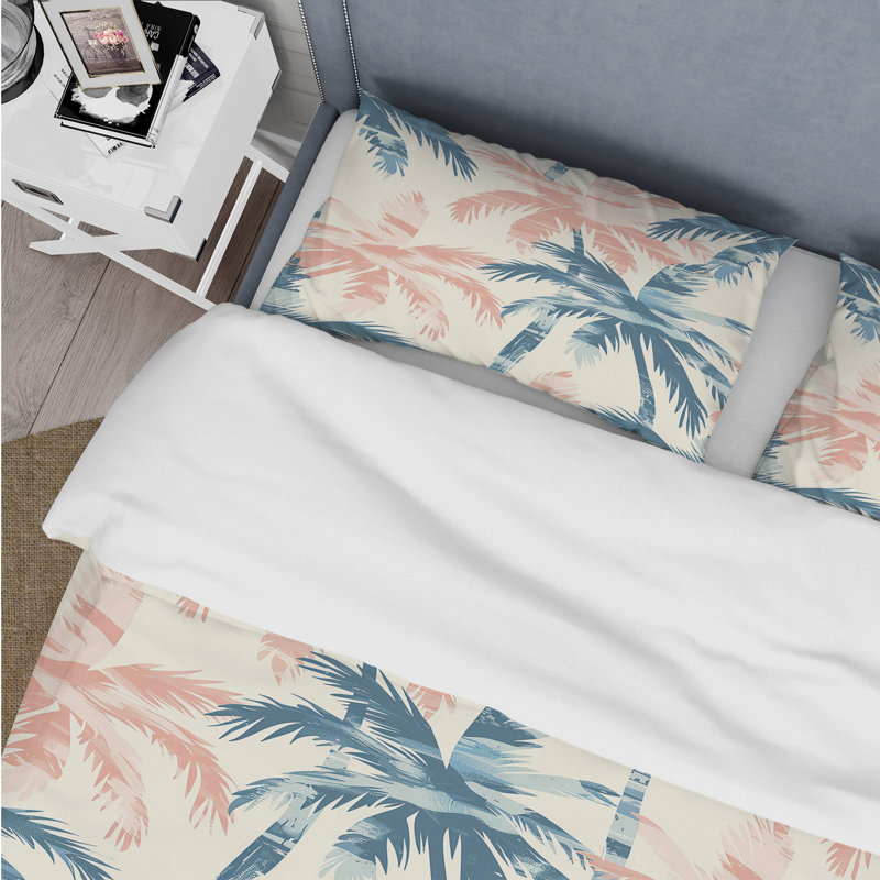 Ensemble de housse de couette rose et bleu tropical, Housse de couette très grand et 2 très grandes t