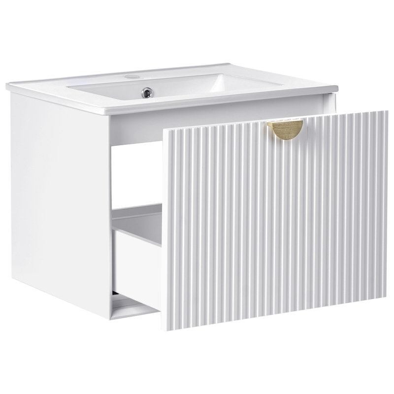 Cerstin 60.00mm Single Bathroom Vanity with Basin, White