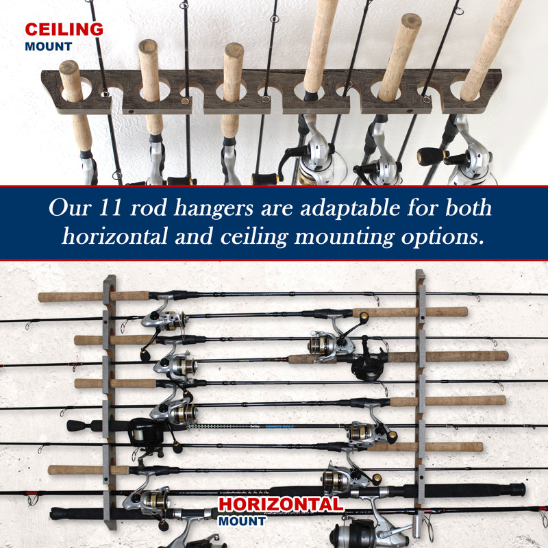 American Cherry 11 Rod Ceiling /Wall Rack, Gray