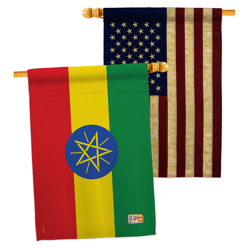 Drapeau de maison de l'Éthiopie 2 côtés en polyester 3 pi 3 po x 2 pi 3 po
