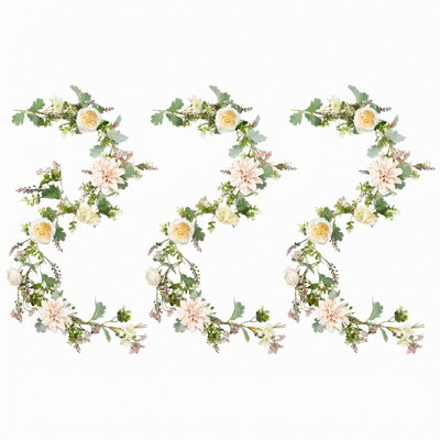3 guirlandes de pivoines artificielles, 170 cm / 5,6 pi de longueur, fausses vignes, décoration florale centrale, fleurs en soie suspendues pour décor de mariage