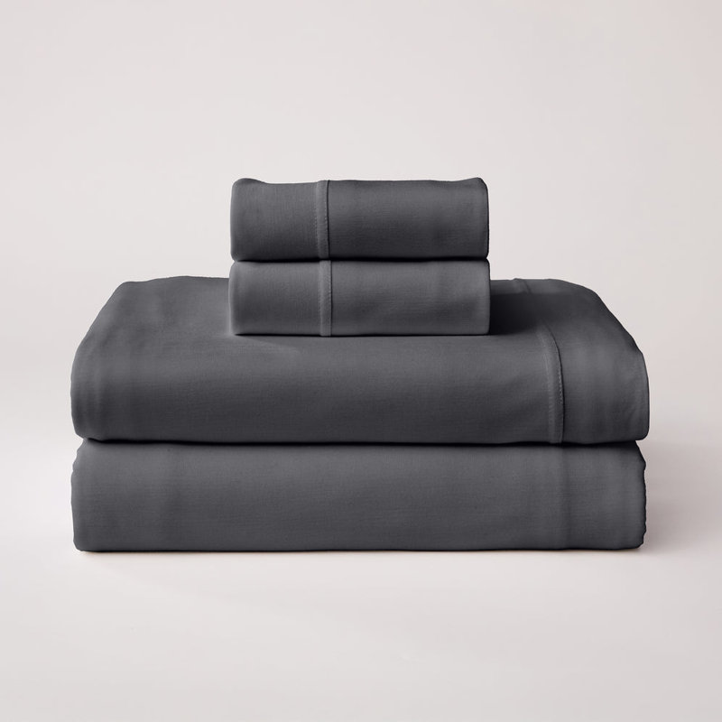 Cloudten Bedding Bamboo Jersey Sheet Set - Split King (Gray), Gray, Split King Sheet Set with 2 Pillowcases