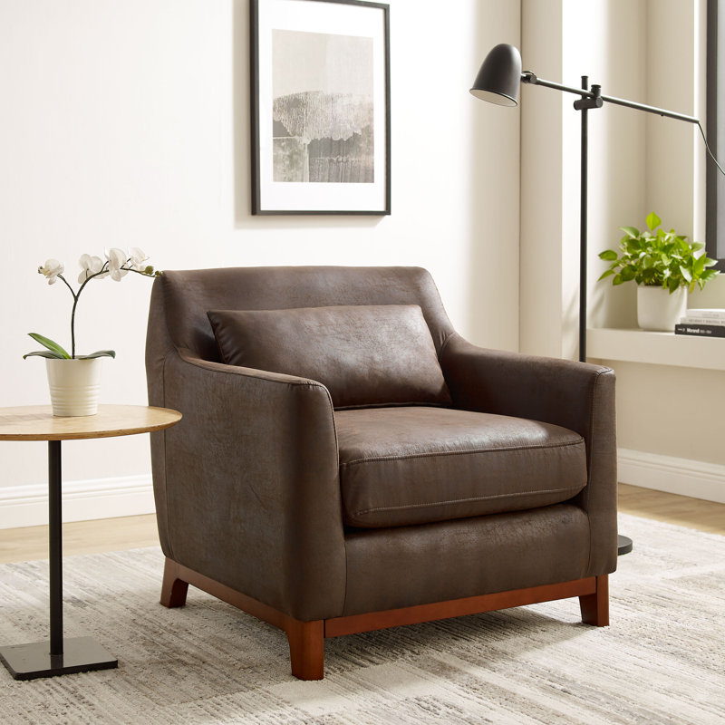 Fauteuil l 31,65 po Congdon, Similicuir brun foncé