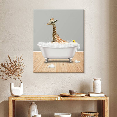 Impression sur toile, girafe et baignoire