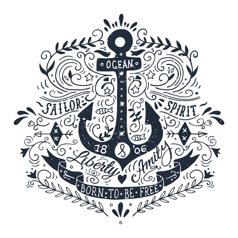 «Hemlata Anchor And Lettrage», impression sur toile tendue, H 12 po x l 12 po