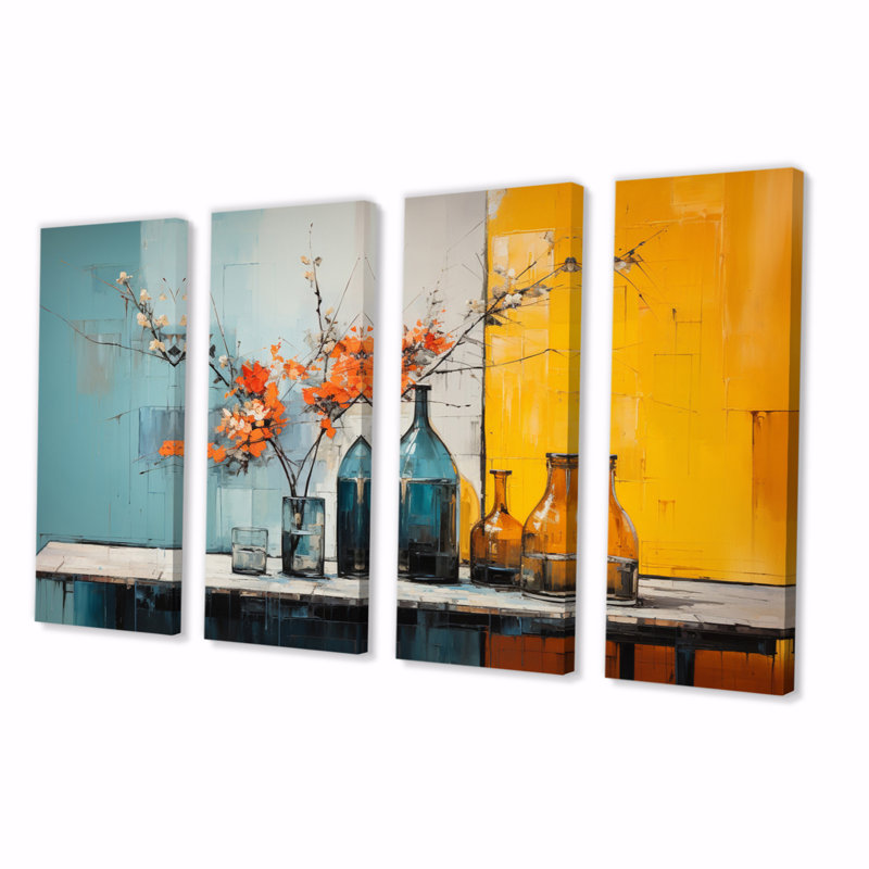 Ensemble de 4 impressions sur toile Mid-Century
