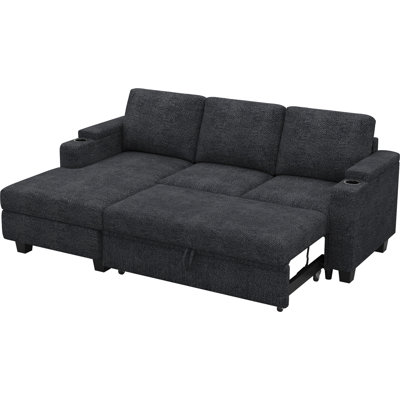 Penelopa Bujesily Chenille Apartment Small L Shaped Sofa Pull Out Bed Couch Livingroom Couch Modular Sectional Sofa With Storage Chaise