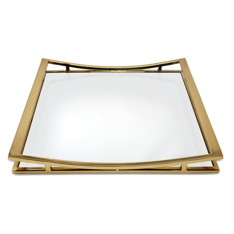Plateau miroir carré, Doré