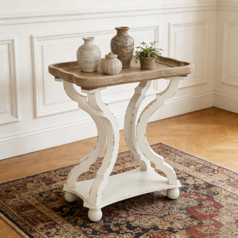 Table de bout, Naturel + blanc