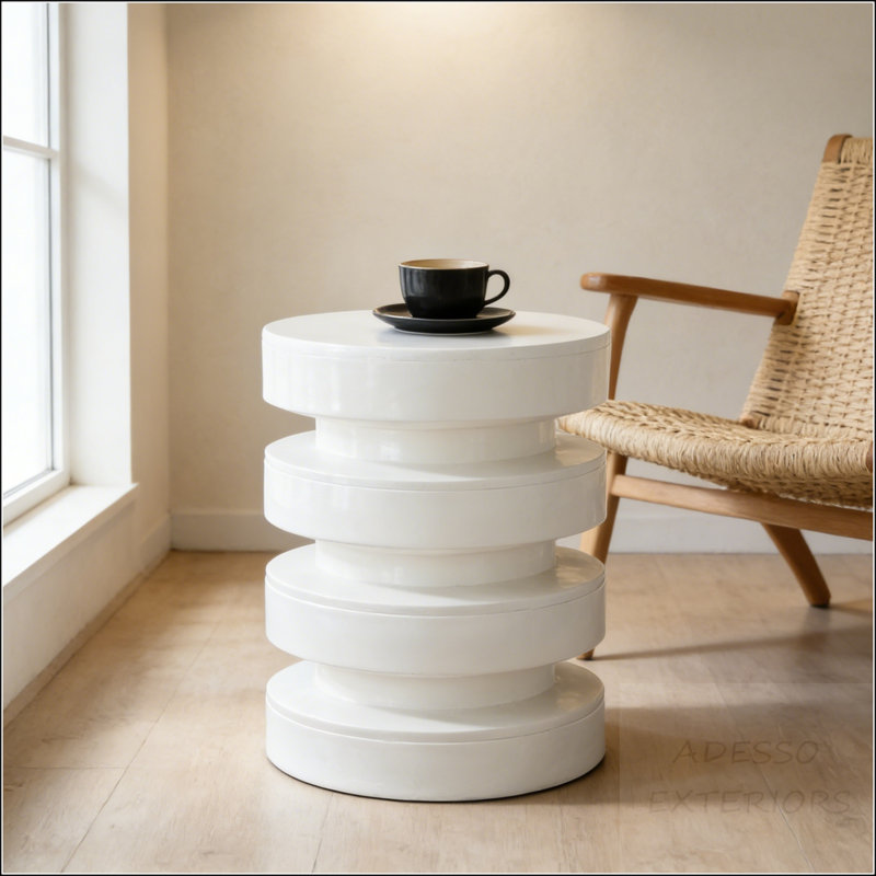 Table d'appoint moderne à 3 niveaux MGO, Blanc
