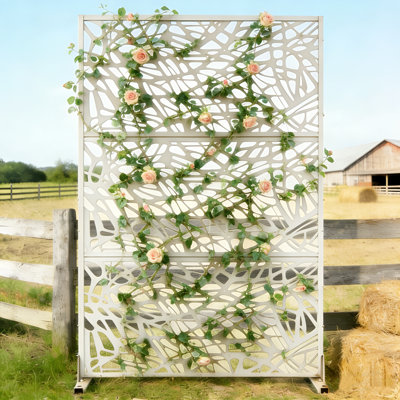 Metal Privacy Screen with Stand, Weather Resistant Outdoor Privacy Screen, Freestanding Outdoor Privacy Fence for Patio, Balcony or Deck - Net by FLIZE