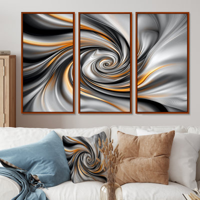 «Fractal Grey Vortex Galactic Expansion III», ensemble d'art mural abstrait fractal