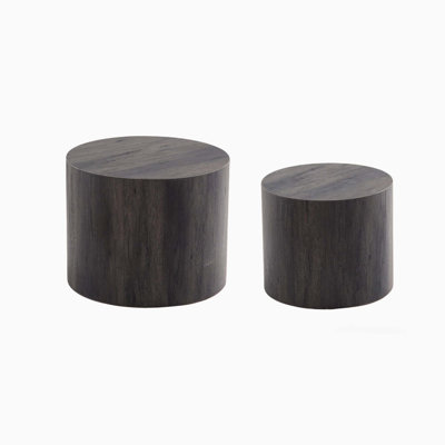 Nesting Coffee Table Set of 2 Round Wooden Coffee Tables Circle Modern Table for Small Space Living Room Bedroom Accent End Side Table