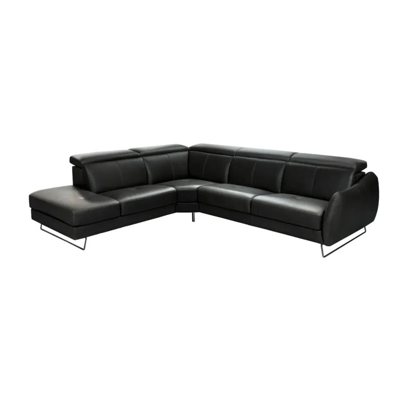 Upholstered 119 " Full Grain Leather L-Shaped Sectional, Orienté vers la gauche