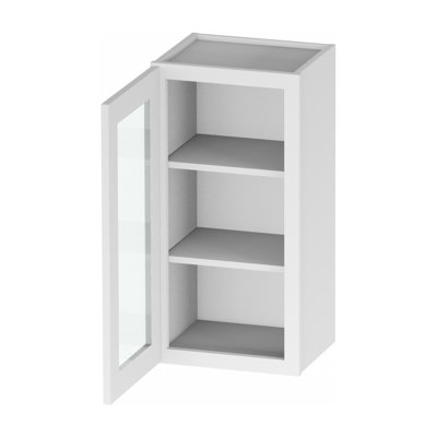 Kindwood Eco Shaker 15 W x 12 D x 36 H Ready-to-Assemble Plywood Standard Wall Cabinet with Glass Doors in White
