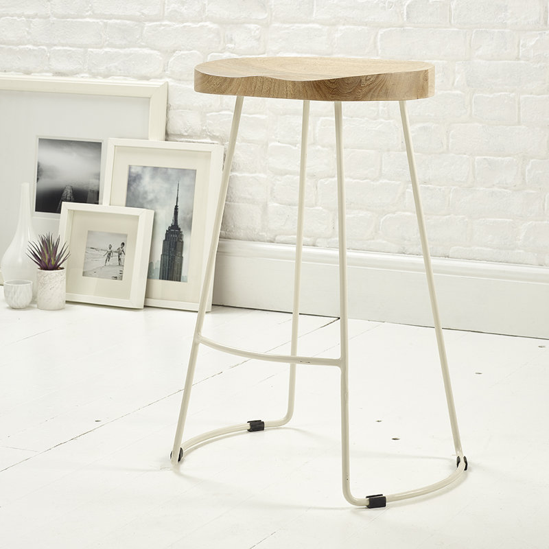 Wayman Counter Stool with Metal Frame, White