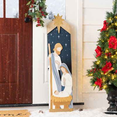 42"H Christmas Double Sided Nativity Porch Leaner