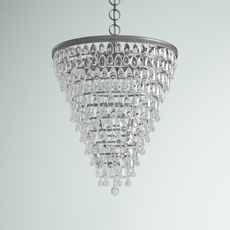 Beno 7 - Light Dimmable Tiered Chandelier, Antique Silver