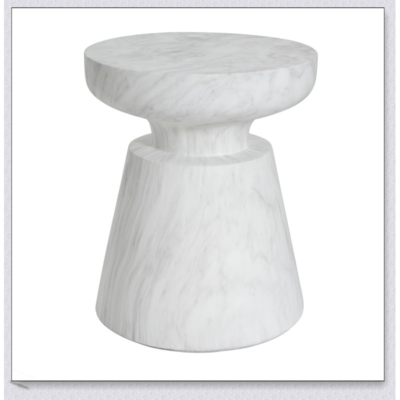 Versatile Outdoor Ponti Travertine Side Table, Lightweight Concrete, Elegant Pedestal Base, Multi-Functional Design For Indoor And Outdoor Use
