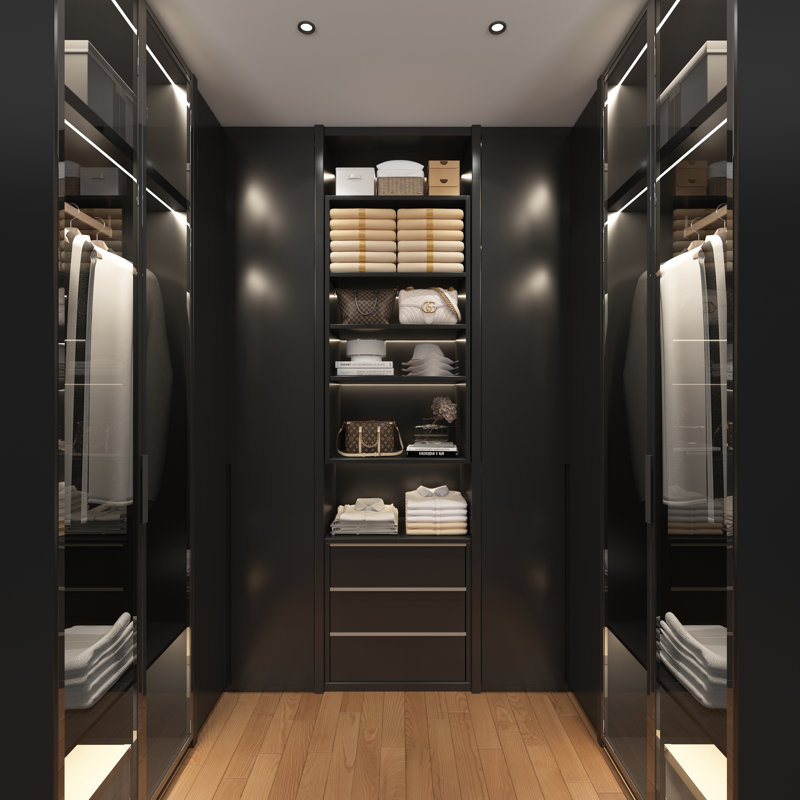 Short Tower Closet Unit Closet System, 36" H x 31.5" W x 14" D, Black