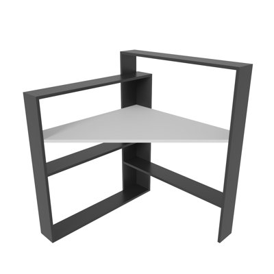 Modern Study Desk, Black & White, 36.9 x 44.9 inches | 100% Melamine Coated Particle Board, Thickness: 0.7 inches | Stylish & Functional Design for Home Office | Elegant Workspace Solution