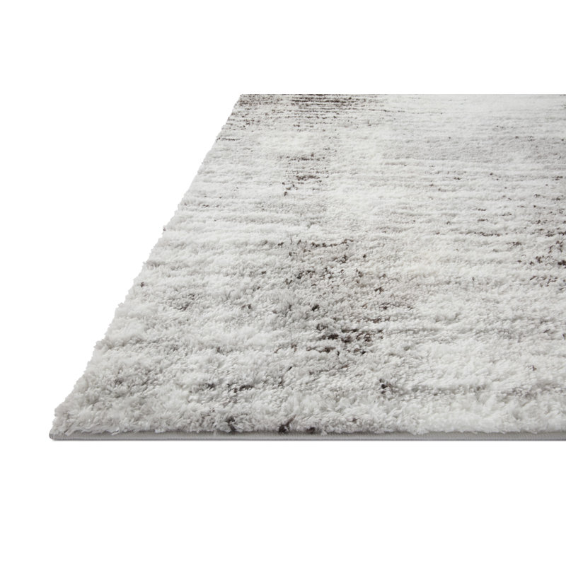 Gray and Cream Abstract Shag Area Rug, 2'3" x 4'