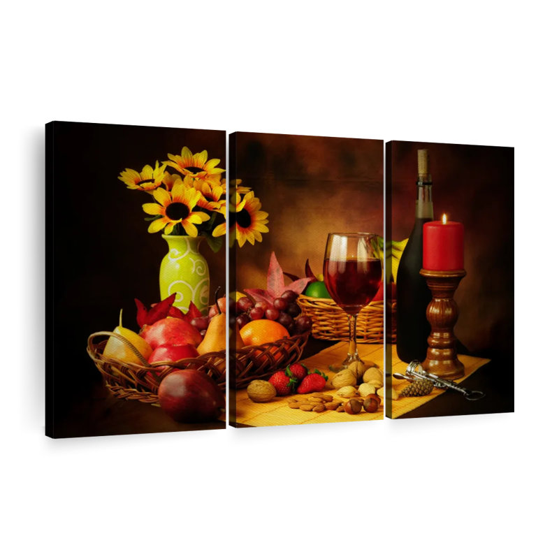 " Wine Fruit And Nuts ", 24" H x 38" W